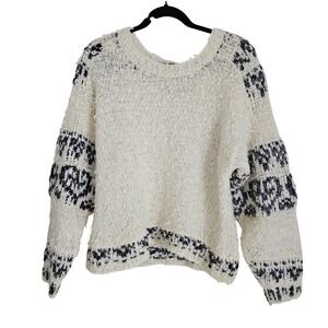 Anthropologie Pilcro Petra Creamy White & Gray Sweater Sz M Wool Alpaca Blend